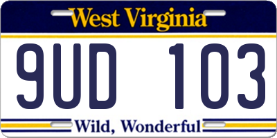 WV license plate 9UD103