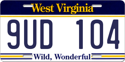 WV license plate 9UD104