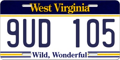WV license plate 9UD105