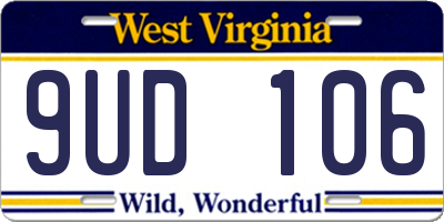WV license plate 9UD106