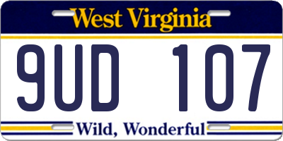 WV license plate 9UD107