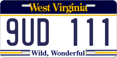 WV license plate 9UD111