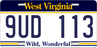 WV license plate 9UD113