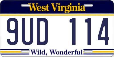 WV license plate 9UD114