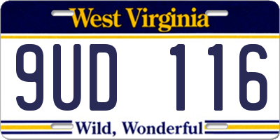 WV license plate 9UD116