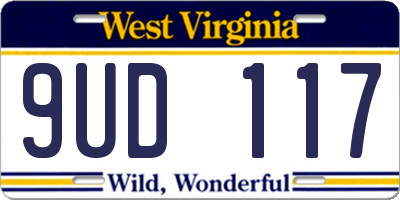 WV license plate 9UD117