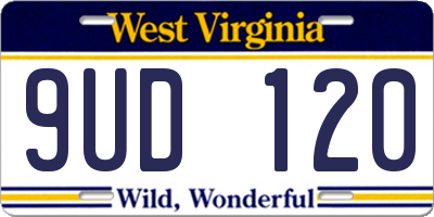 WV license plate 9UD120
