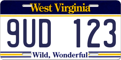 WV license plate 9UD123