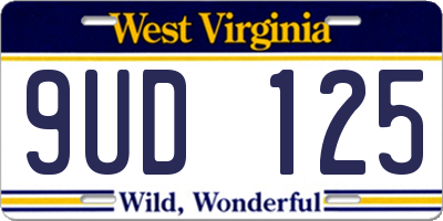 WV license plate 9UD125