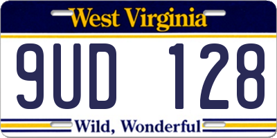 WV license plate 9UD128