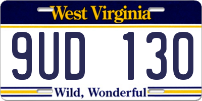 WV license plate 9UD130