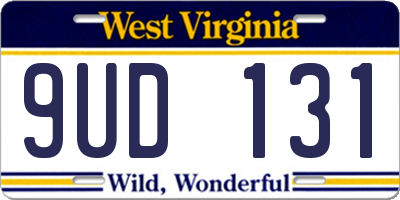 WV license plate 9UD131