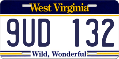 WV license plate 9UD132