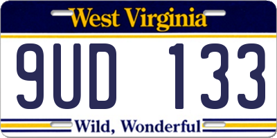 WV license plate 9UD133