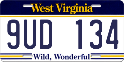 WV license plate 9UD134