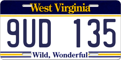 WV license plate 9UD135