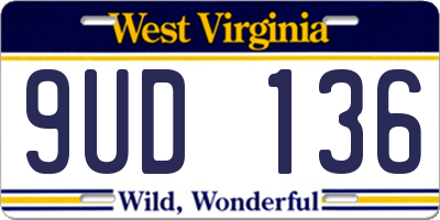 WV license plate 9UD136