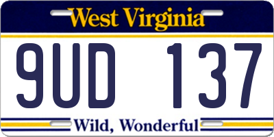 WV license plate 9UD137