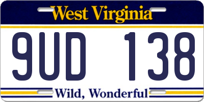 WV license plate 9UD138