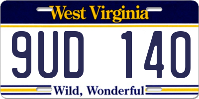 WV license plate 9UD140