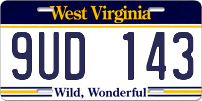 WV license plate 9UD143