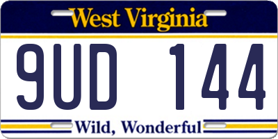 WV license plate 9UD144