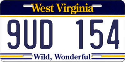 WV license plate 9UD154