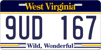 WV license plate 9UD167