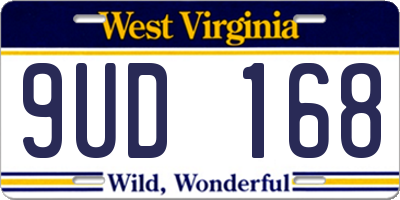 WV license plate 9UD168