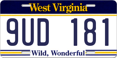 WV license plate 9UD181