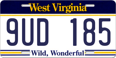 WV license plate 9UD185