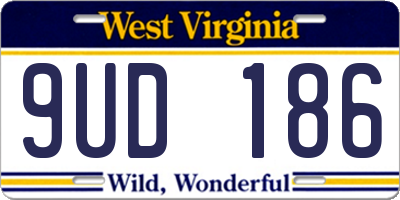 WV license plate 9UD186