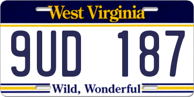 WV license plate 9UD187