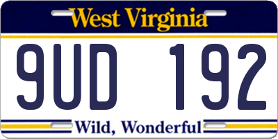 WV license plate 9UD192