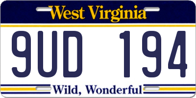 WV license plate 9UD194