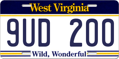 WV license plate 9UD200