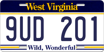 WV license plate 9UD201