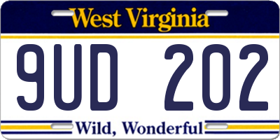 WV license plate 9UD202