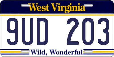 WV license plate 9UD203