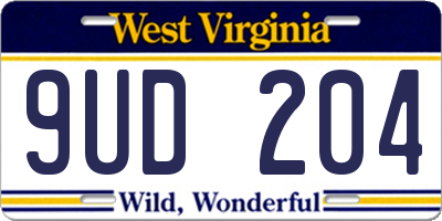 WV license plate 9UD204