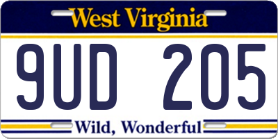 WV license plate 9UD205