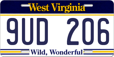 WV license plate 9UD206