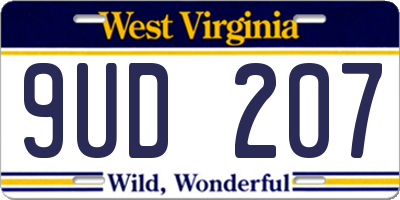 WV license plate 9UD207