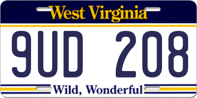 WV license plate 9UD208