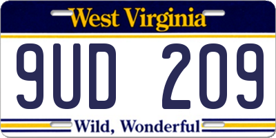 WV license plate 9UD209