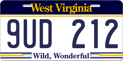 WV license plate 9UD212
