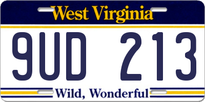 WV license plate 9UD213