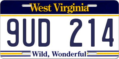 WV license plate 9UD214