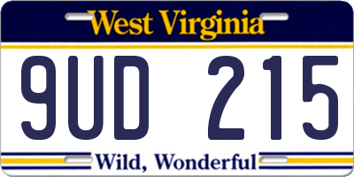 WV license plate 9UD215