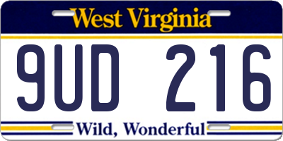 WV license plate 9UD216